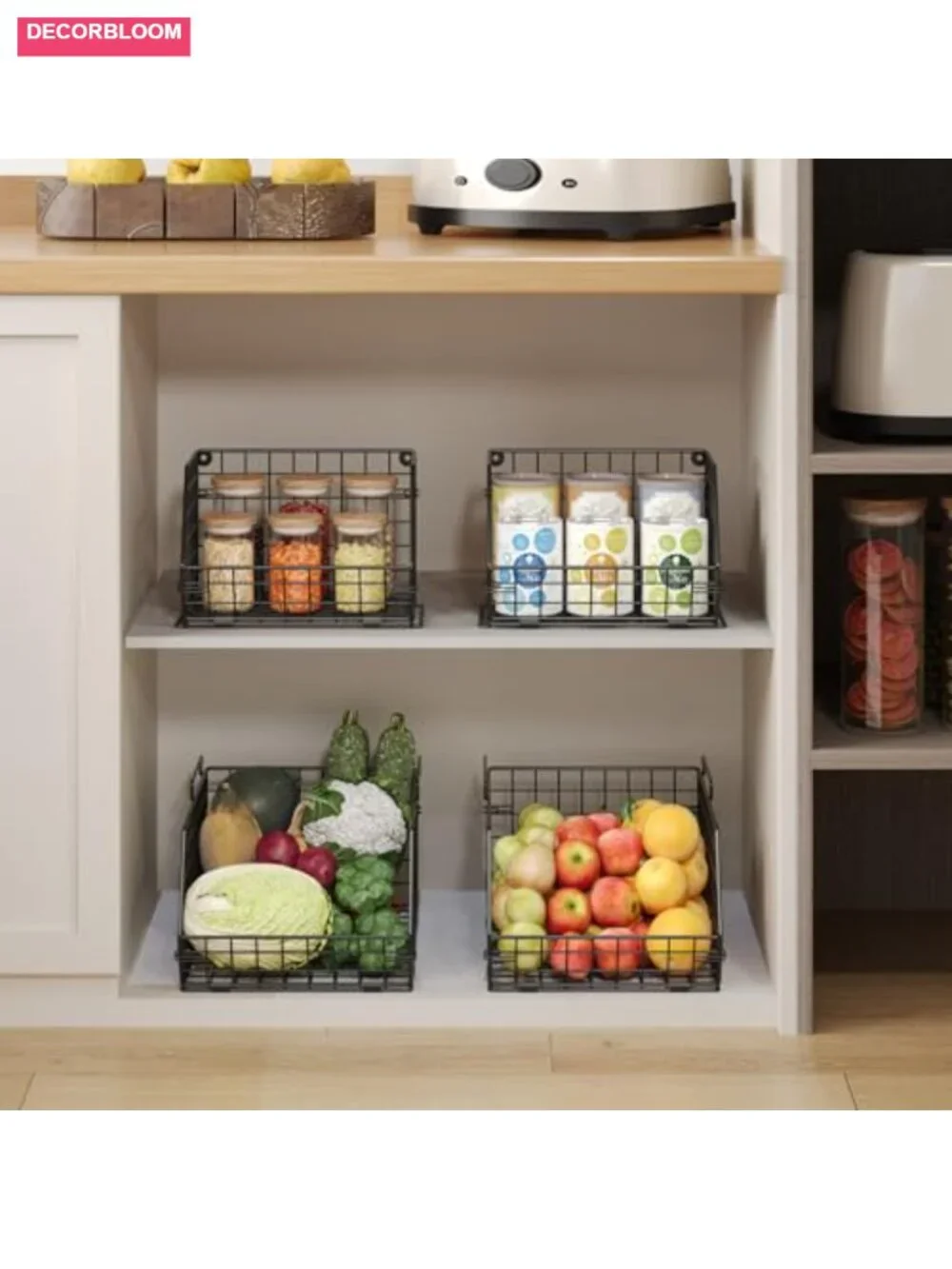 2-Tier Stackable Wire Basket Potato Onion Storage Bin Countertop
